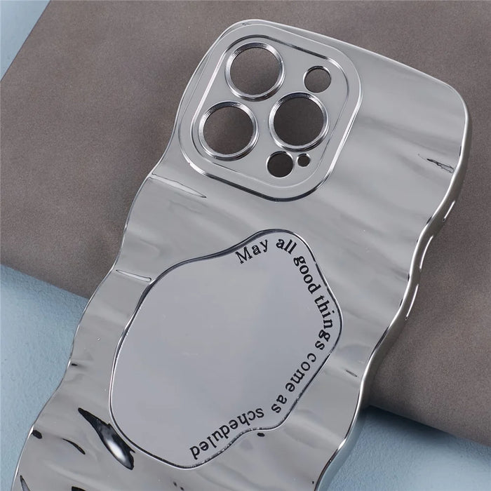 HYT Series For iPhone 15 Pro Electroplated Phone Case TPU Makeup Mirror Cover - Silver - 5