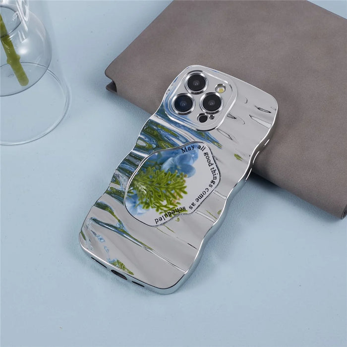 HYT Series For iPhone 15 Pro Electroplated Phone Case TPU Makeup Mirror Cover - Silver - 6