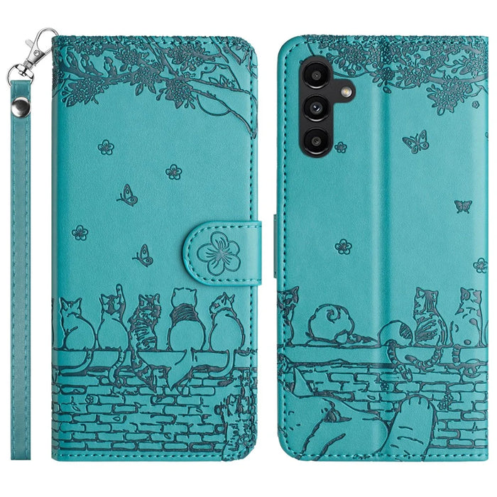 For Samsung Galaxy A35 5G Wallet Case Cell Phone Leather Flip Cover with Strap - Blue - 1