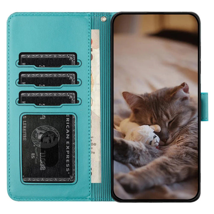 For Samsung Galaxy A35 5G Wallet Case Cell Phone Leather Flip Cover with Strap - Blue - 2