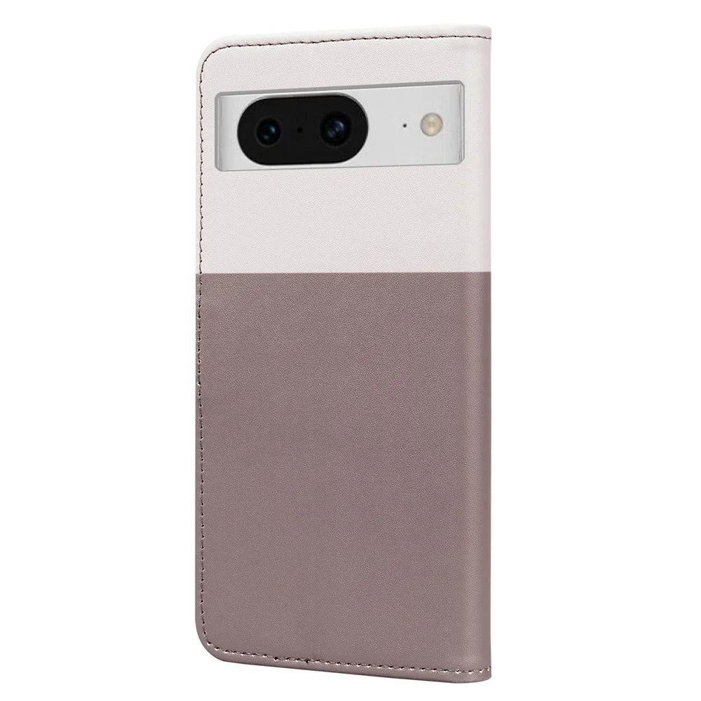 Cartoon Pet Series for Google Pixel 8 Case Leather  Splicing Phone Stand Cover with Wrist Strap - Bean Pink - 7