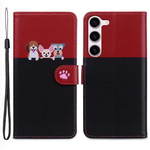 Cartoon Pet Series for Samsung Galaxy S23 FE Shockproof Case Wallet Card Holder Phone Cover - Black - 1