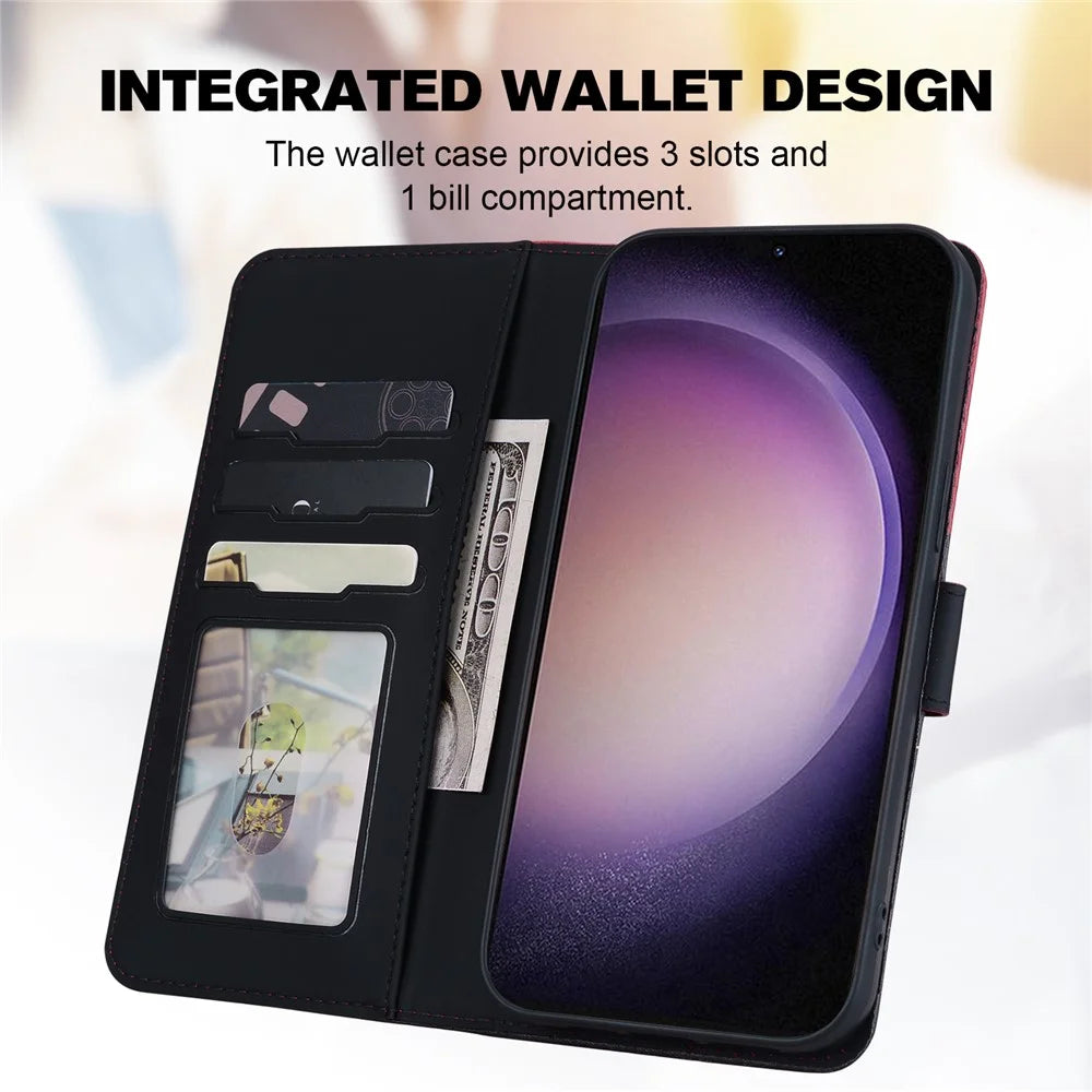 Cartoon Pet Series for Samsung Galaxy S23 FE Shockproof Case Wallet Card Holder Phone Cover - Black - 3