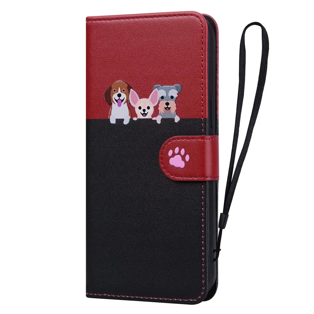 Cartoon Pet Series for Samsung Galaxy S23 FE Shockproof Case Wallet Card Holder Phone Cover - Black - 6