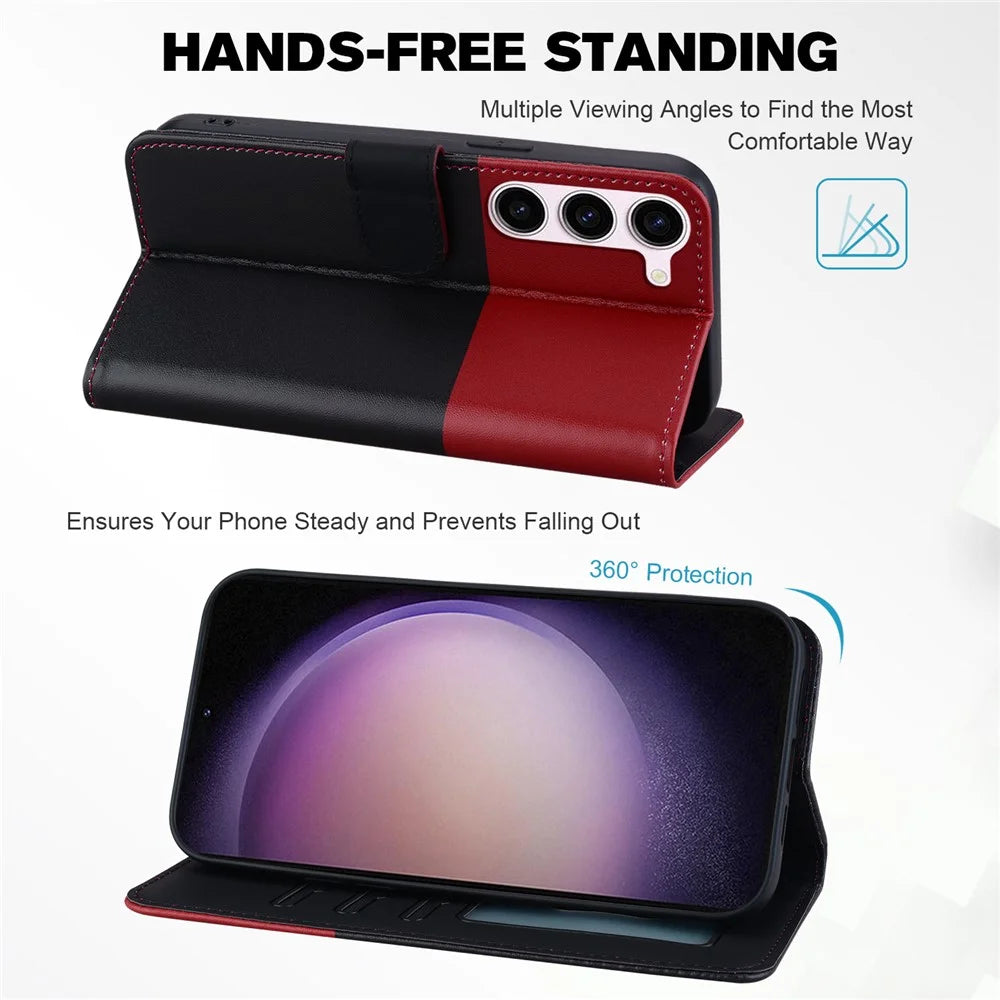Cartoon Pet Series for Samsung Galaxy S22 5G Leather Case Stand Wallet Splicing Phone Cover - Black - 2