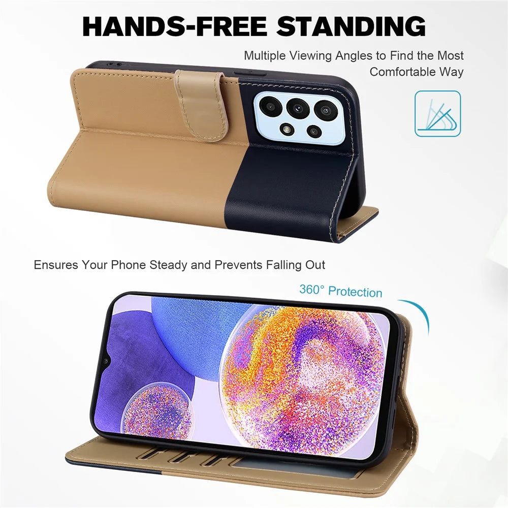Cartoon Pet Series for Samsung Galaxy A23 4G / A23 5G (Global Version) Case Wallet Phone Cover - Khaki - 2