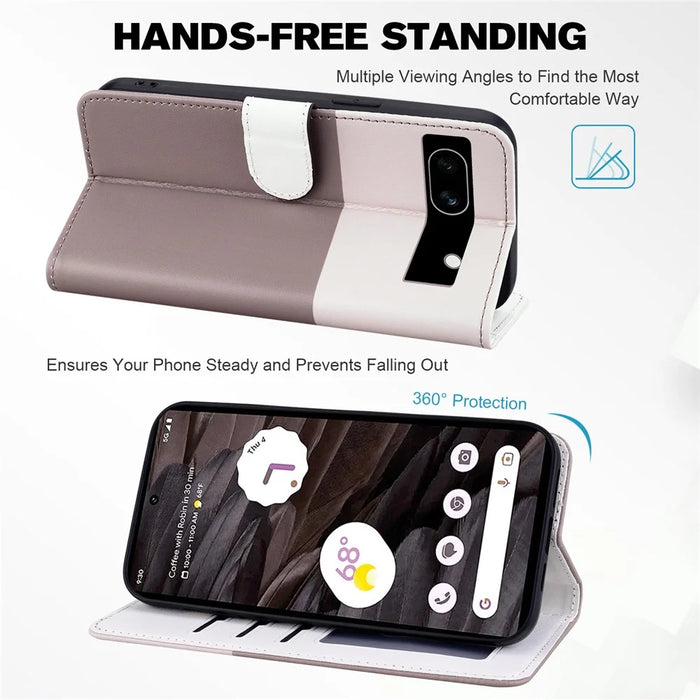 Cartoon Pet Series for Google Pixel 7a Shockproof Case Wallet Phone Cover - Bean Pink - 2