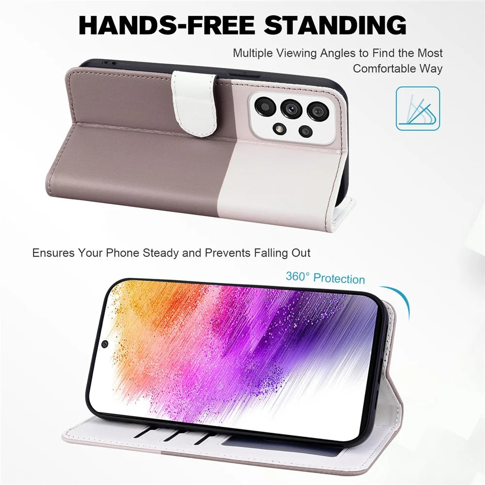 Cartoon Pet Series for Samsung Galaxy A73 5G Wallet Phone Case Leather Flip Cover - Bean Pink - 2
