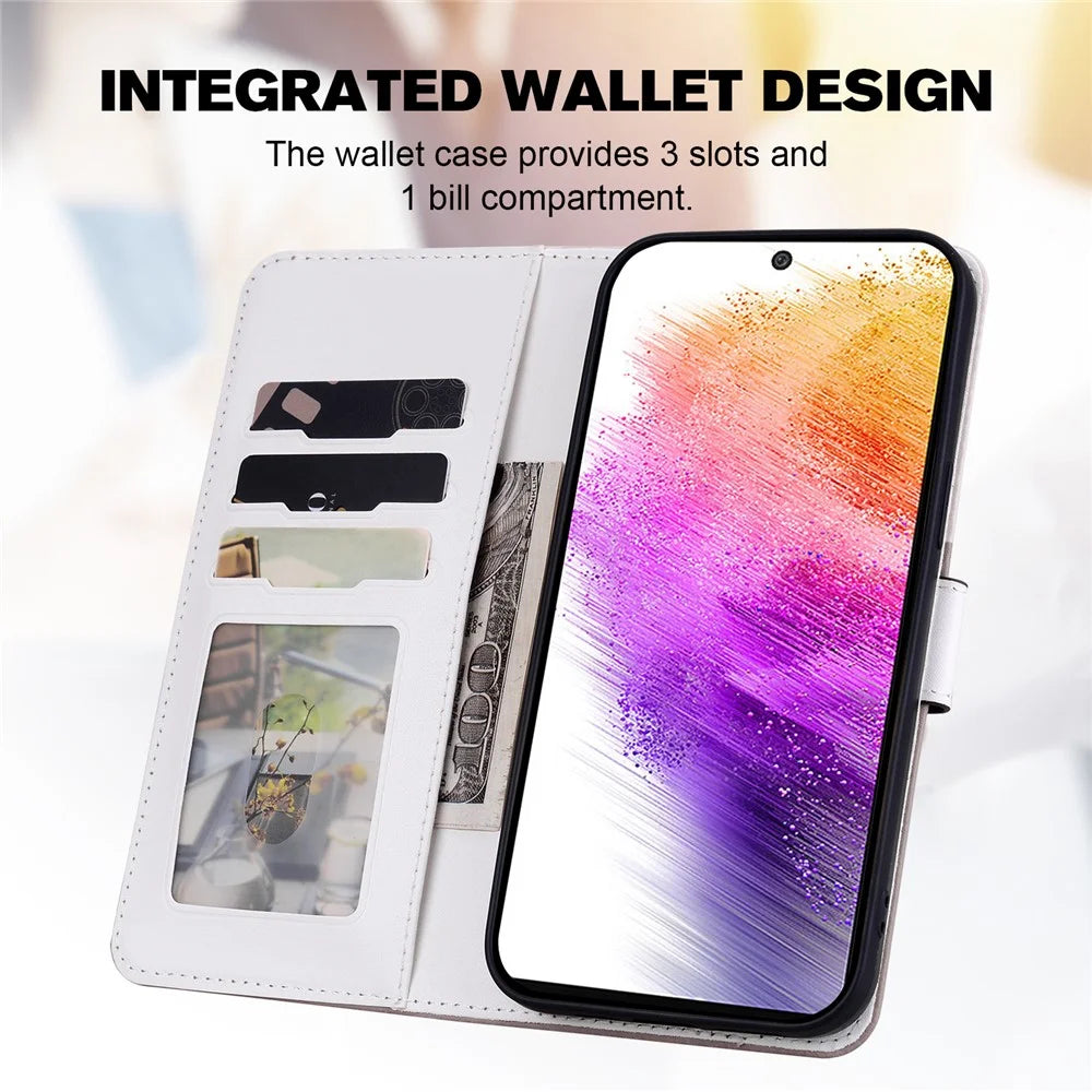 Cartoon Pet Series for Samsung Galaxy A73 5G Wallet Phone Case Leather Flip Cover - Bean Pink - 3