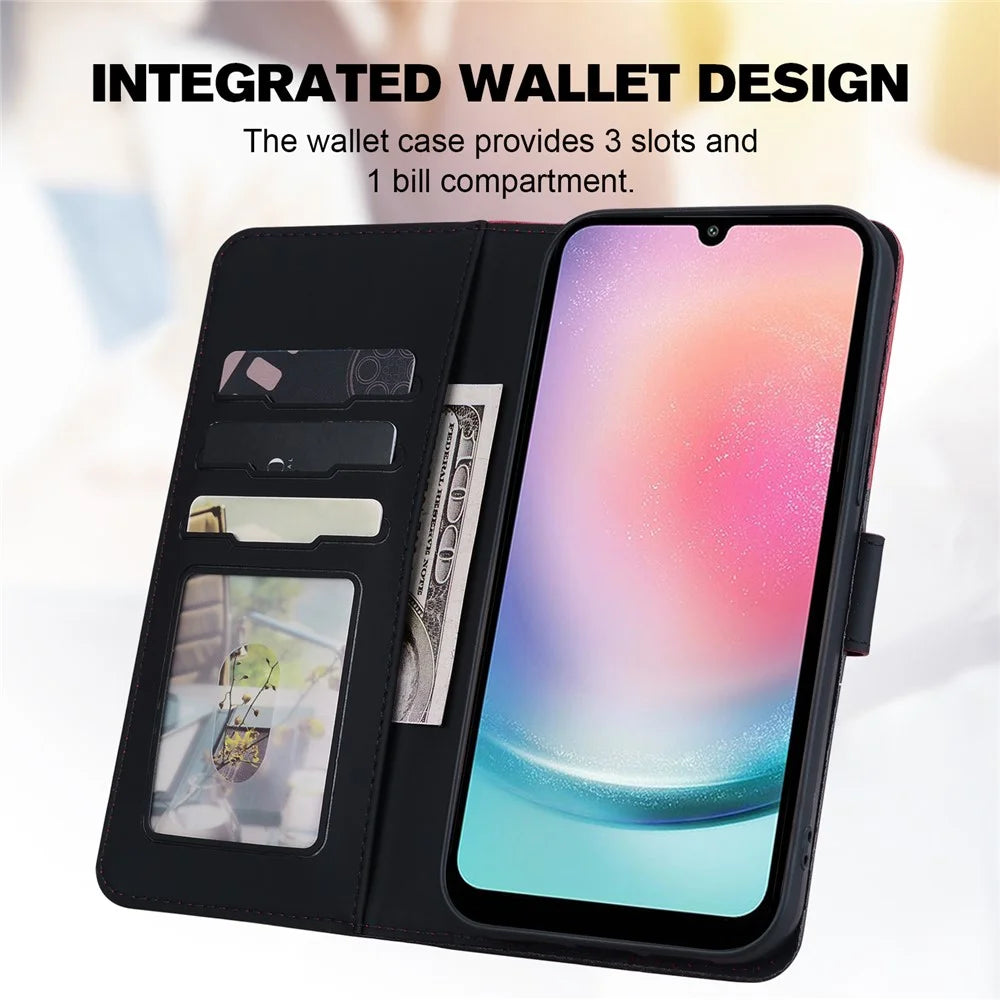 Cartoon Pet Series for Samsung Galaxy A24 4G (162.1 x 77.6 x 8.3mm) Case Anti-Drop Wallet Phone Cover - Black - 3