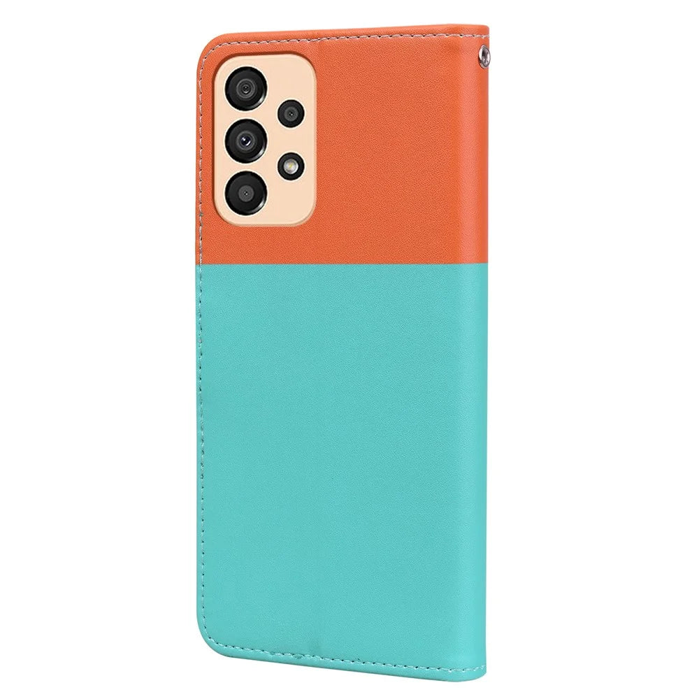 Cartoon Pet Series for Samsung Galaxy A33 5G Wallet Phone Case Shockproof Leather Cover - Sky Blue - 7