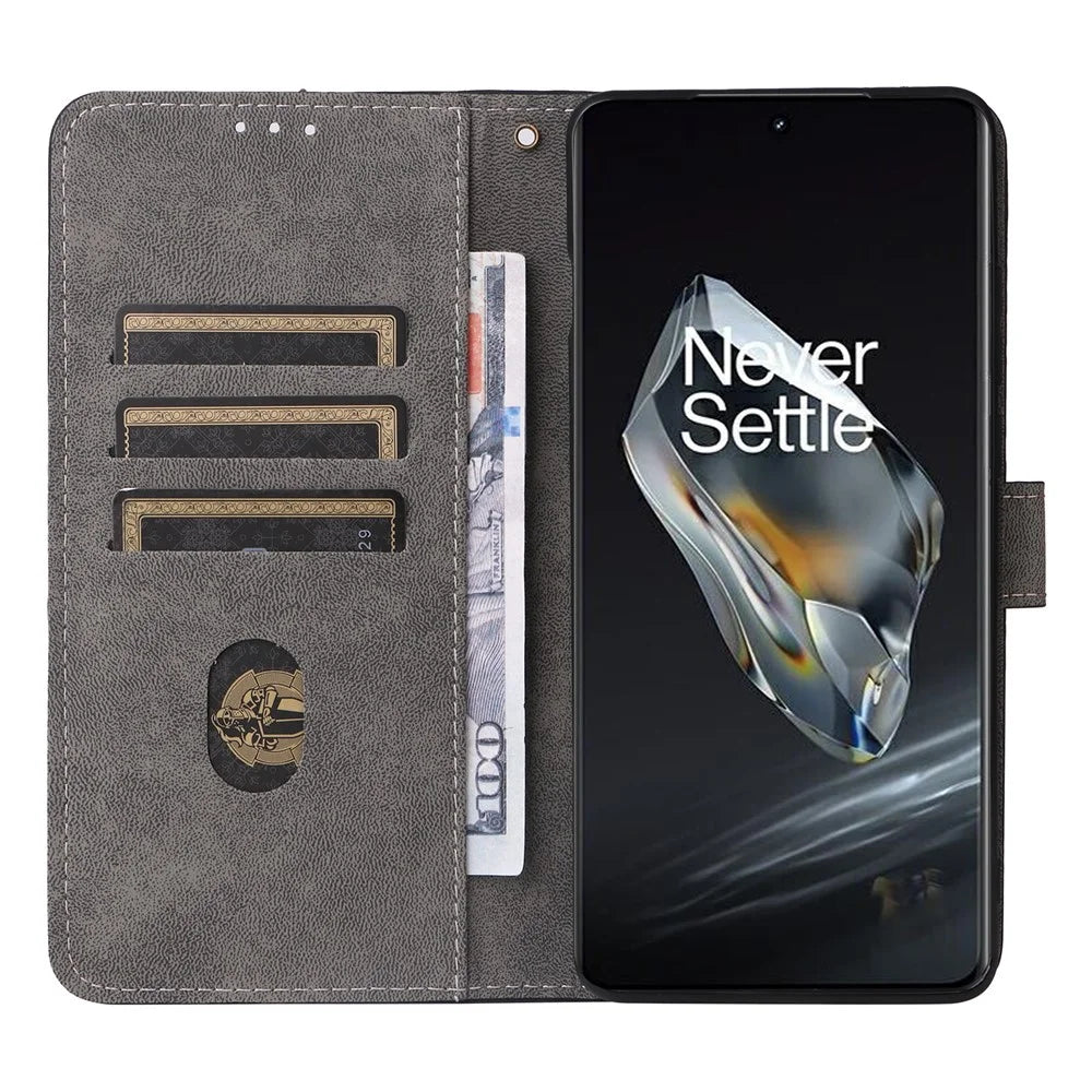 For OnePlus 12 5G Leather Phone Case with Strap RFID Blocking Card Slots - Blue - 2