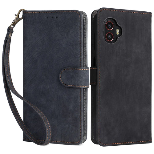 For Samsung Galaxy Xcover6 Pro 5G Phone Case Leather Cover RFID Blocking Wallet - Black - 1