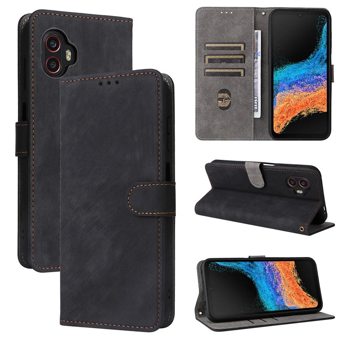For Samsung Galaxy Xcover6 Pro 5G Phone Case Leather Cover RFID Blocking Wallet - Black - 5