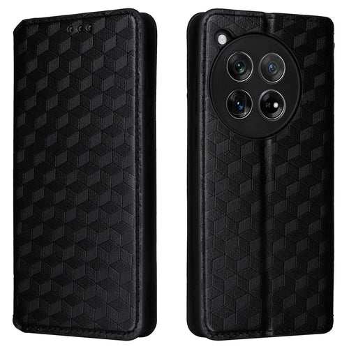 For OnePlus 12 5G Cell Phone Cases Anti-scratch PU Leather+TPU Imprinted Cover - Black - 1