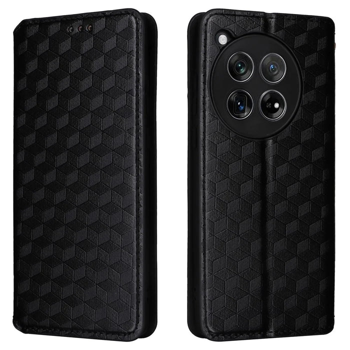 For OnePlus 12 5G Cell Phone Cases Anti-scratch PU Leather+TPU Imprinted Cover - Black - 1