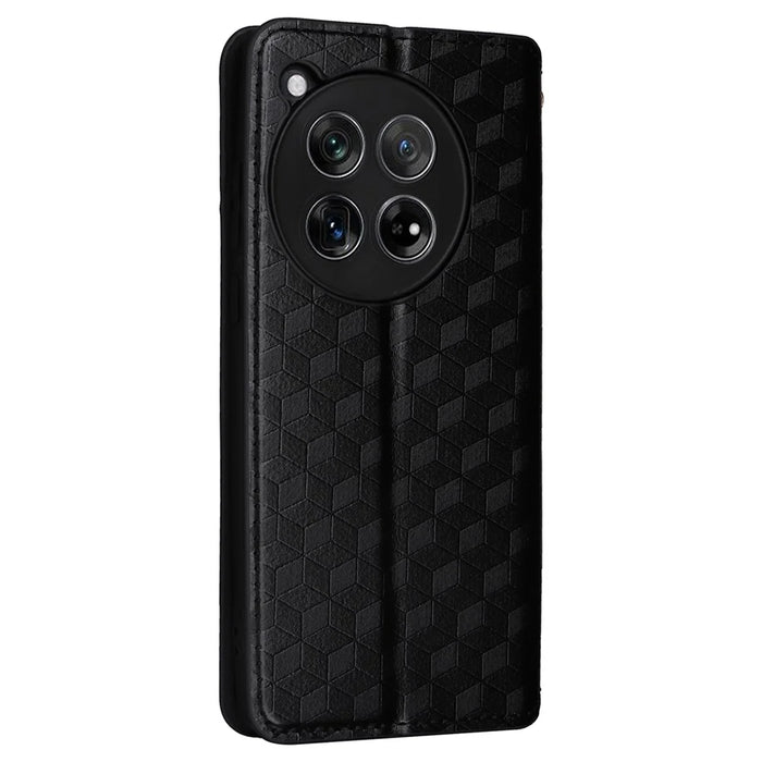 For OnePlus 12 5G Cell Phone Cases Anti-scratch PU Leather+TPU Imprinted Cover - Black - 6