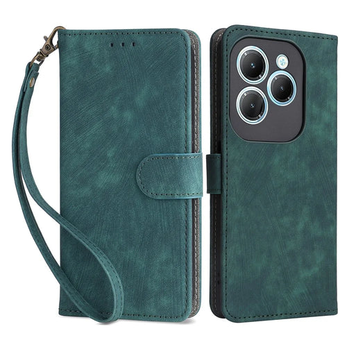 For Infinix Hot 40 X6836 / Hot 40 Pro X6837 Leather Case Phone Wallet Stand Cover - Green - 1