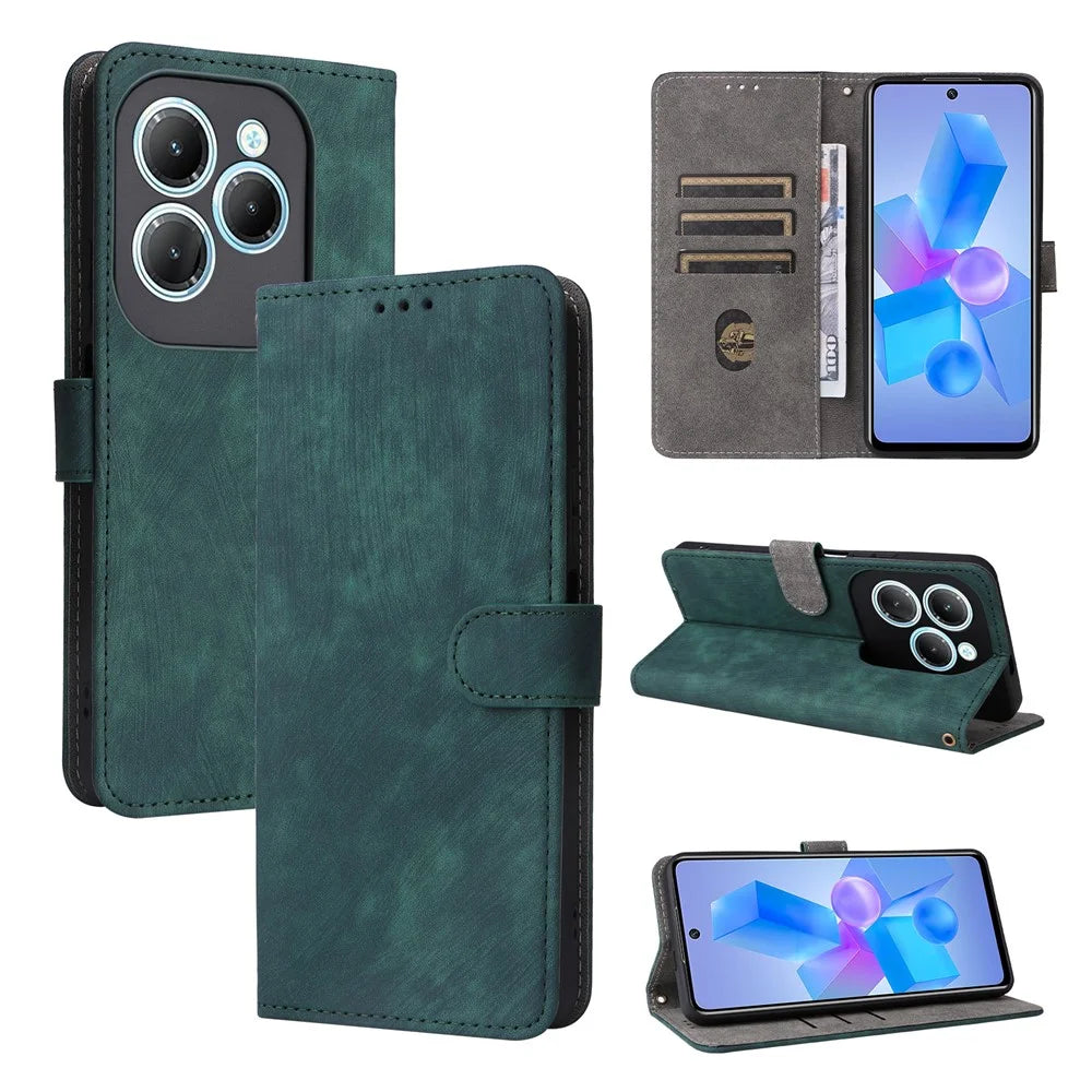 For Infinix Hot 40 X6836 / Hot 40 Pro X6837 Leather Case Phone Wallet Stand Cover - Green - 5