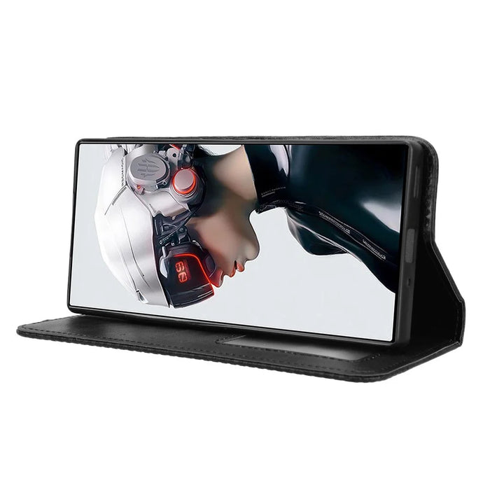 For ZTE nubia Red Magic 9 Pro 5G / 9 Pro+ 5G Leather Case Magnetic Flip Wallet Cover - Black - 3