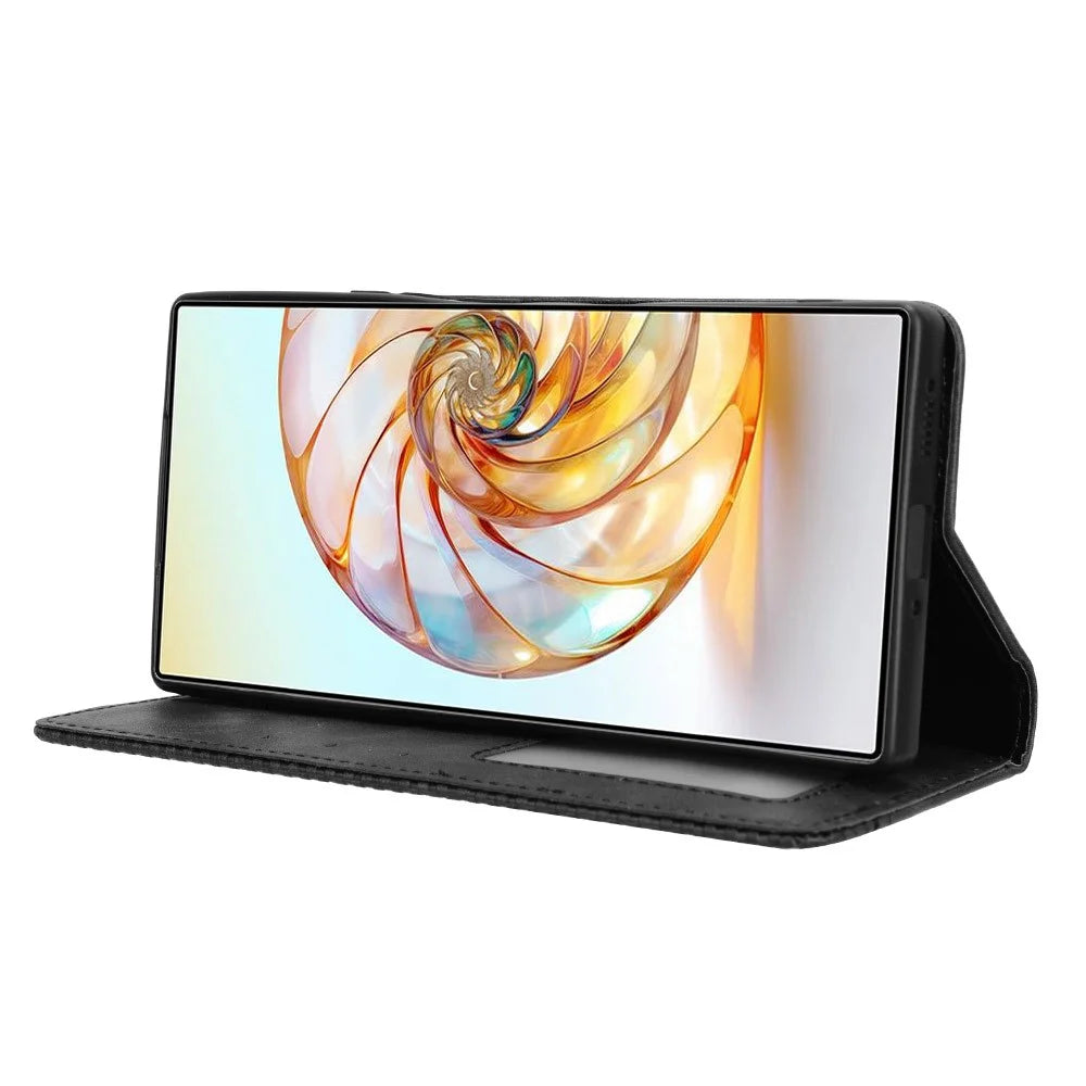 For ZTE nubia Z60 Ultra Wallet Leather Case Stand Cover Magnetic Closing - Black - 3