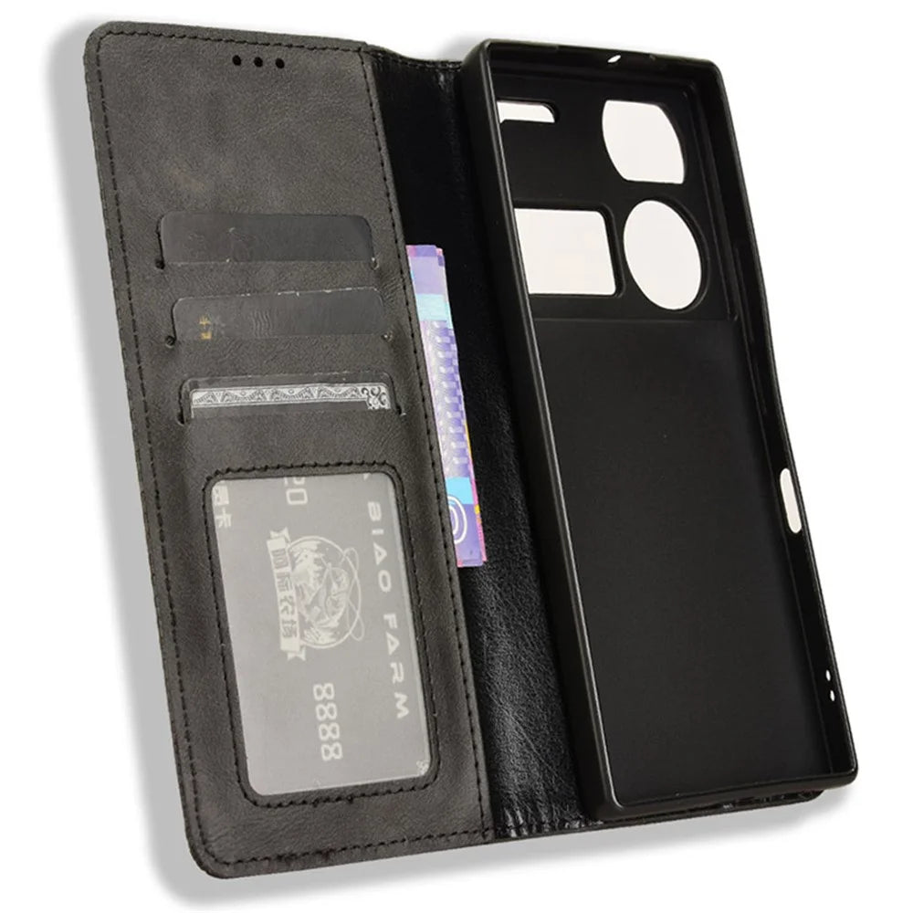 For ZTE nubia Z60 Ultra Wallet Leather Case Stand Cover Magnetic Closing - Black - 5