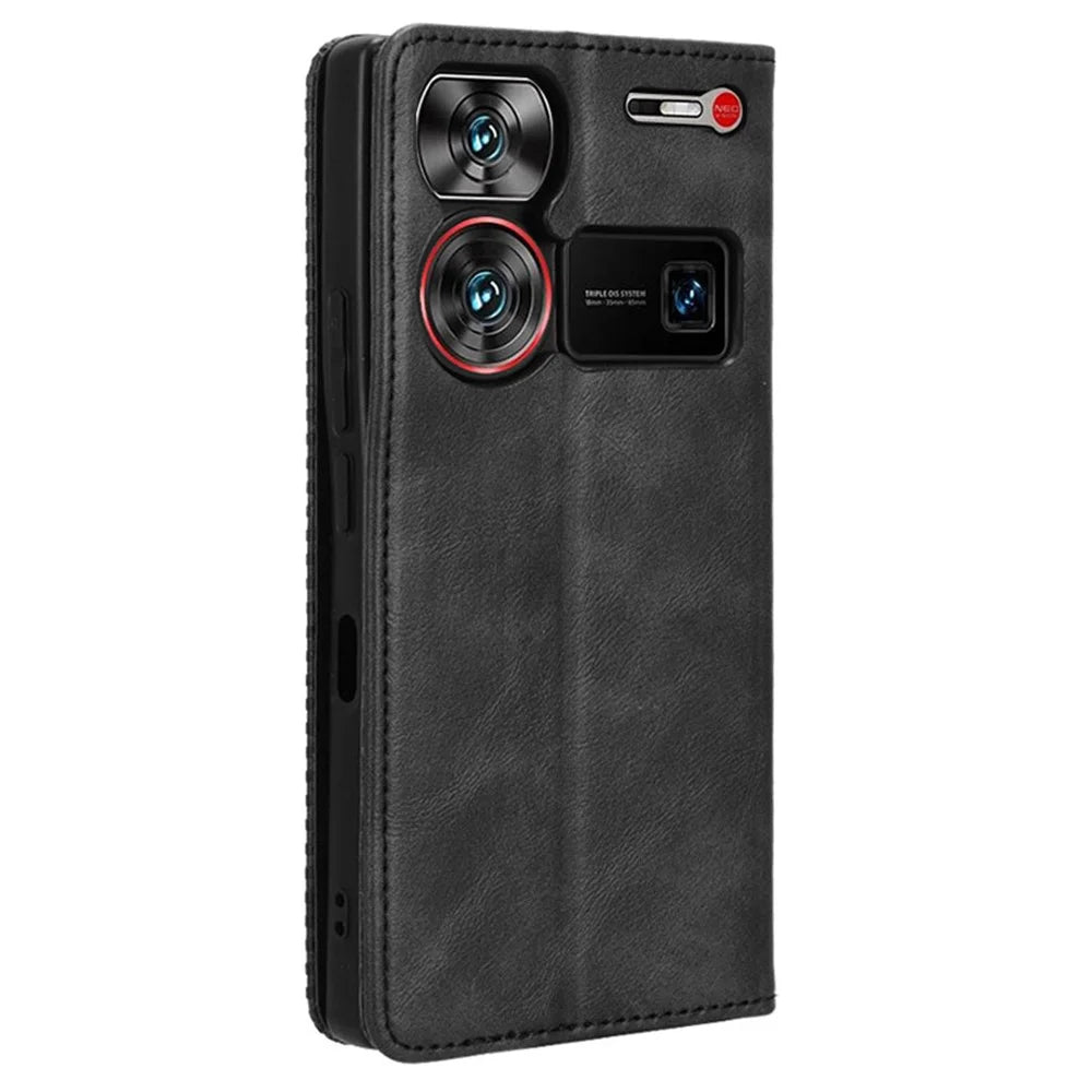 For ZTE nubia Z60 Ultra Wallet Leather Case Stand Cover Magnetic Closing - Black - 7