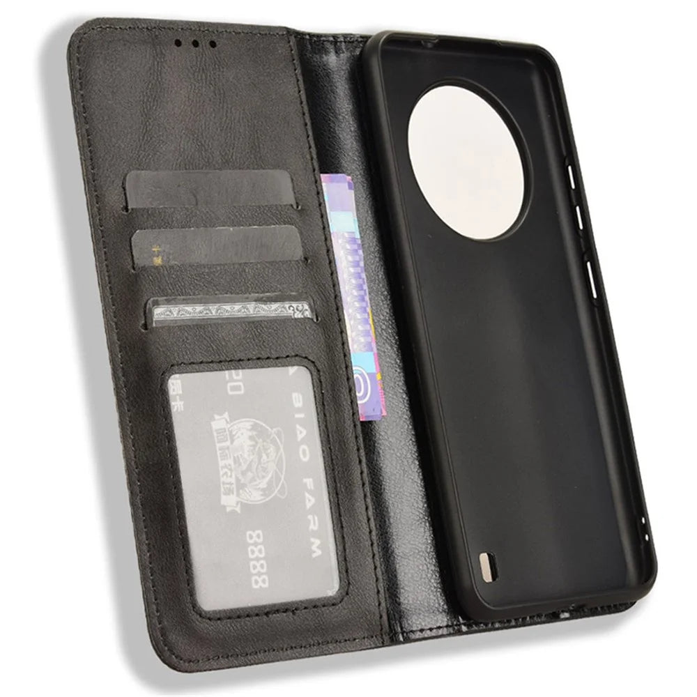 For ZTE Blade A73 Pro 5G / A73 5G / Optus X Pro 5G Leather Wallet Case Folio Flip Phone Cover - Black - 5