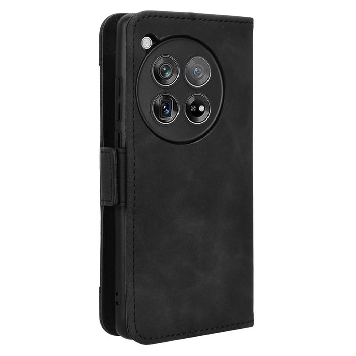 Leather Phone Shell for OnePlus 12 5G Case Multiple Card Slots Wallet Cellphone Cover - Black - 7