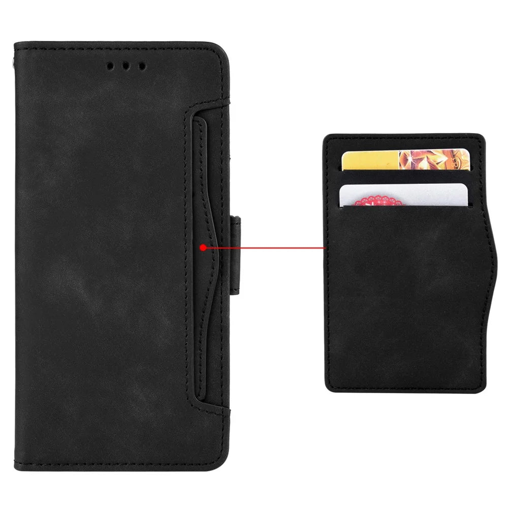 For ZTE Blade V50 Vita Phone Case Multiple Card Slots PU Leather Cover Wallet - Black - 5