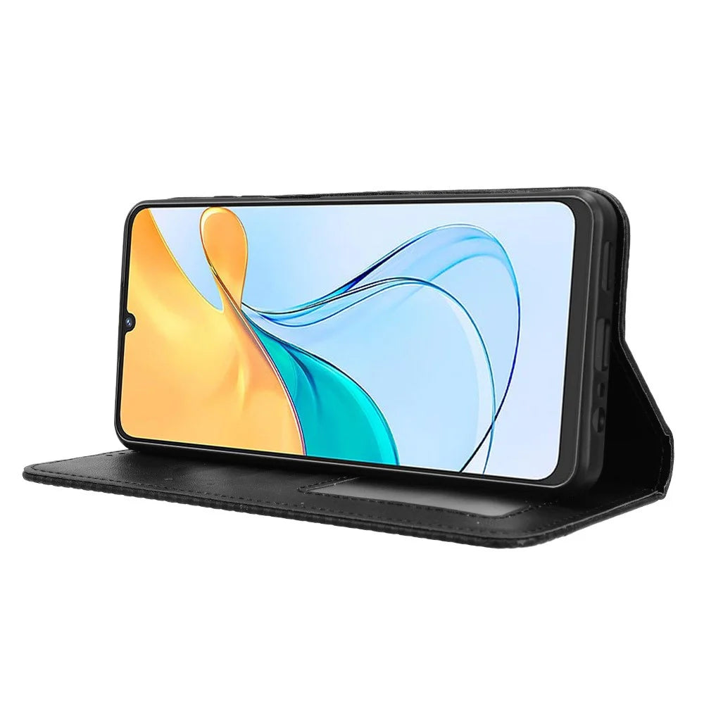 For ZTE Blade V50 Vita Wallet Case Retro Leather Phone Cover Magnetic Closing - Black - 3