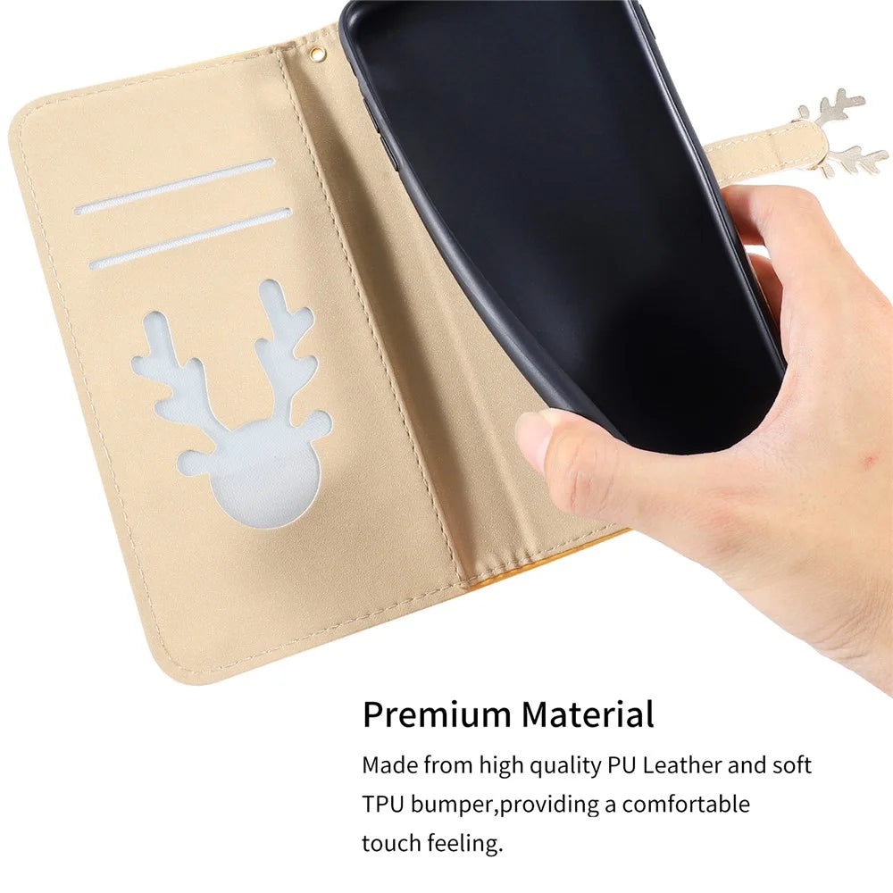 For iPhone 13 Pro Case Gradient Crocodile Texture Deer Decor Phone Cover - Yellow - 5