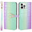 For iPhone 14 Pro Max Deer Decor Case Gradient Crocodile Texture Shockproof Phone Cover - Green - 1