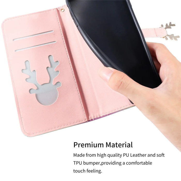 For iPhone 14 Pro Max Deer Decor Case Gradient Crocodile Texture Shockproof Phone Cover - Green - 5