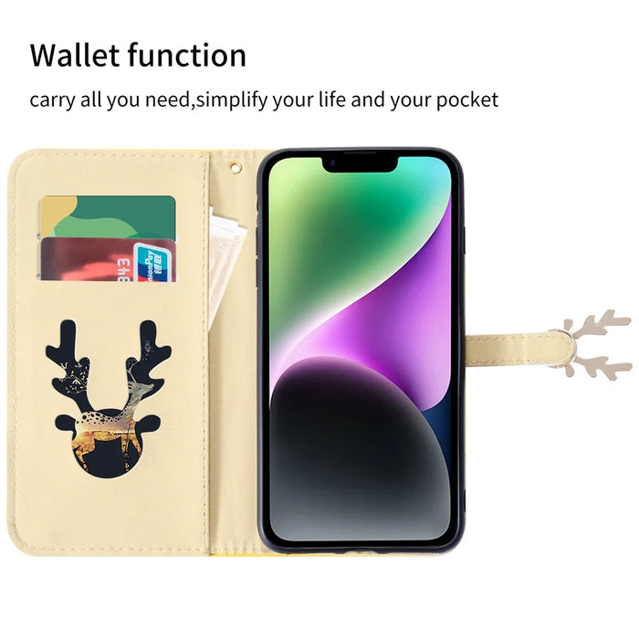 For iPhone 14 Plus Wallet Case Gradient Crocodile Texture Protective Phone Cover - Yellow - 2