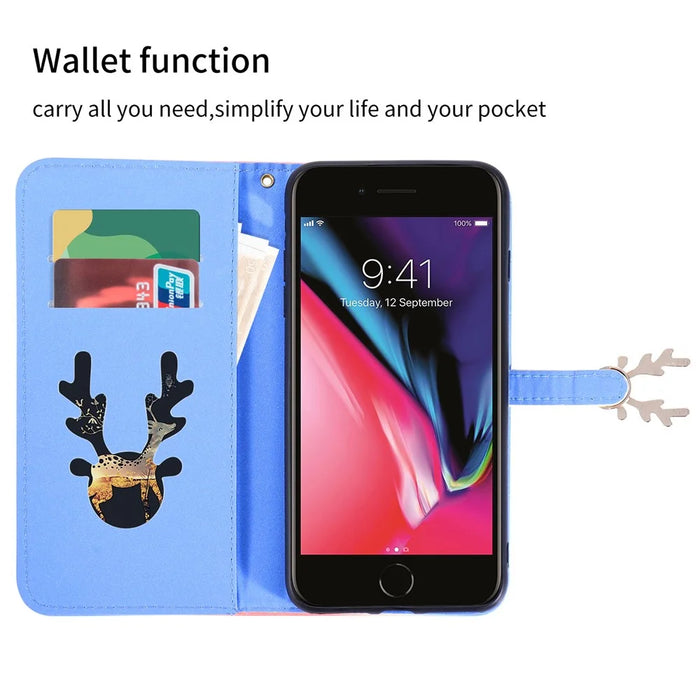 For iPhone 7 / 8 / SE (2020) / SE (2022) Case Gradient Crocodile Texture Wallet Phone Cover - Blue - 2