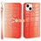 For iPhone 13 Crocodile Texture Case Gradient Color Leather Phone Cover with Strap - Red - 1
