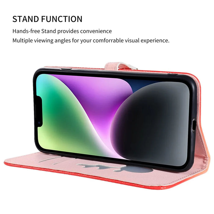 For iPhone 13 Crocodile Texture Case Gradient Color Leather Phone Cover with Strap - Red - 3