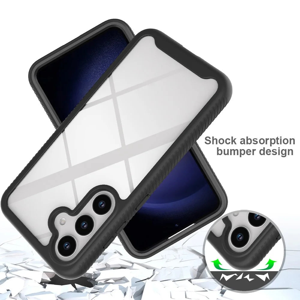 For Samsung Galaxy S24 Case PC+TPU Shock Absorbing Mobile Phone Back Shell - Black - 5