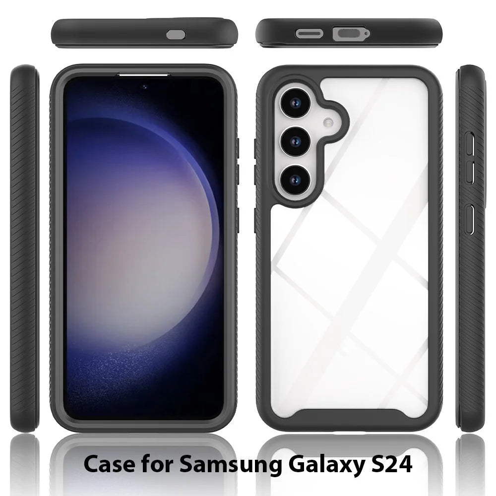 For Samsung Galaxy S24 Case PC+TPU Shock Absorbing Mobile Phone Back Shell - Black - 6