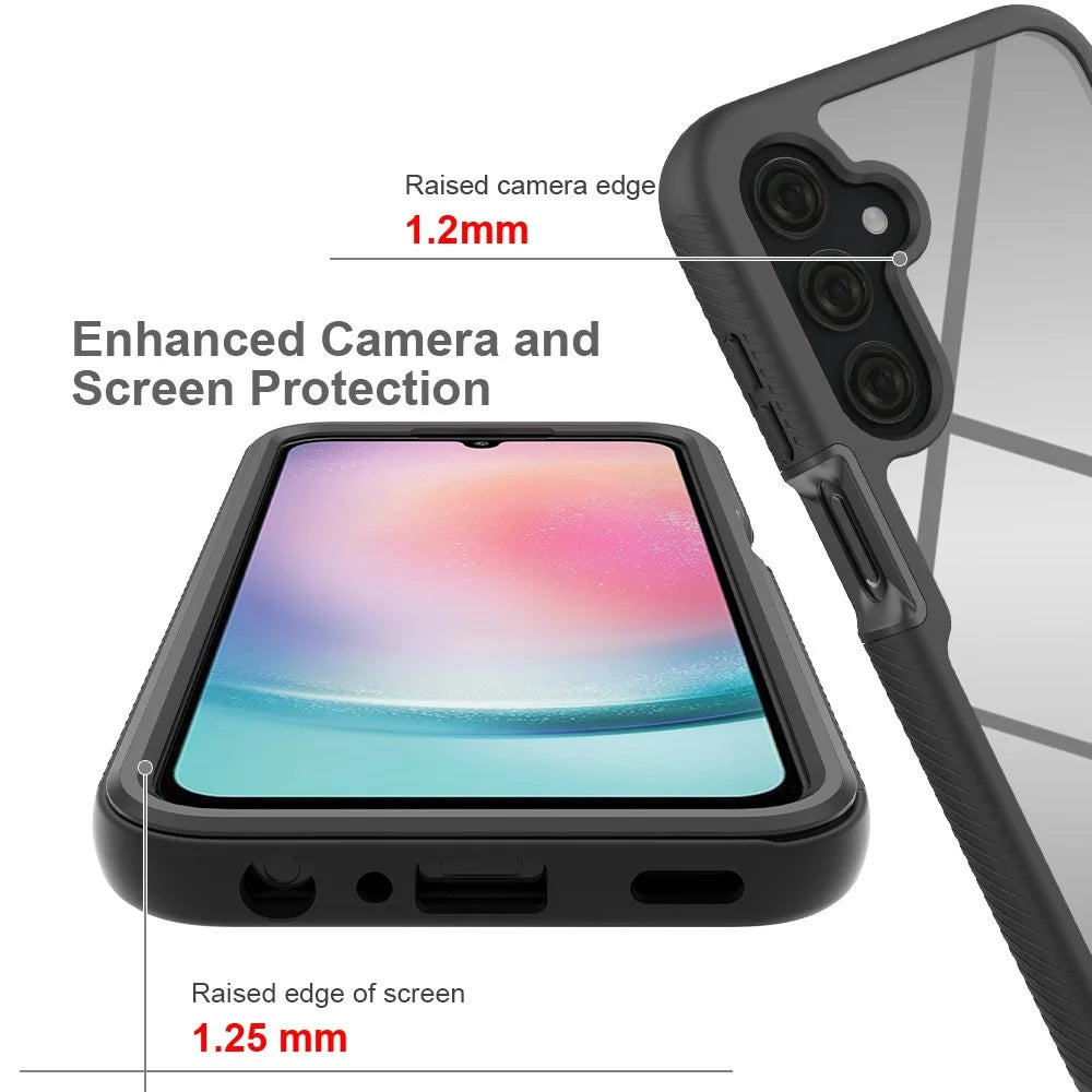 For Samsung Galaxy A25 5G (Global) (161.0 x 76.5 x 8.3mm) Case Anti-Drop PC+TPU Phone Back Cover - Black - 3