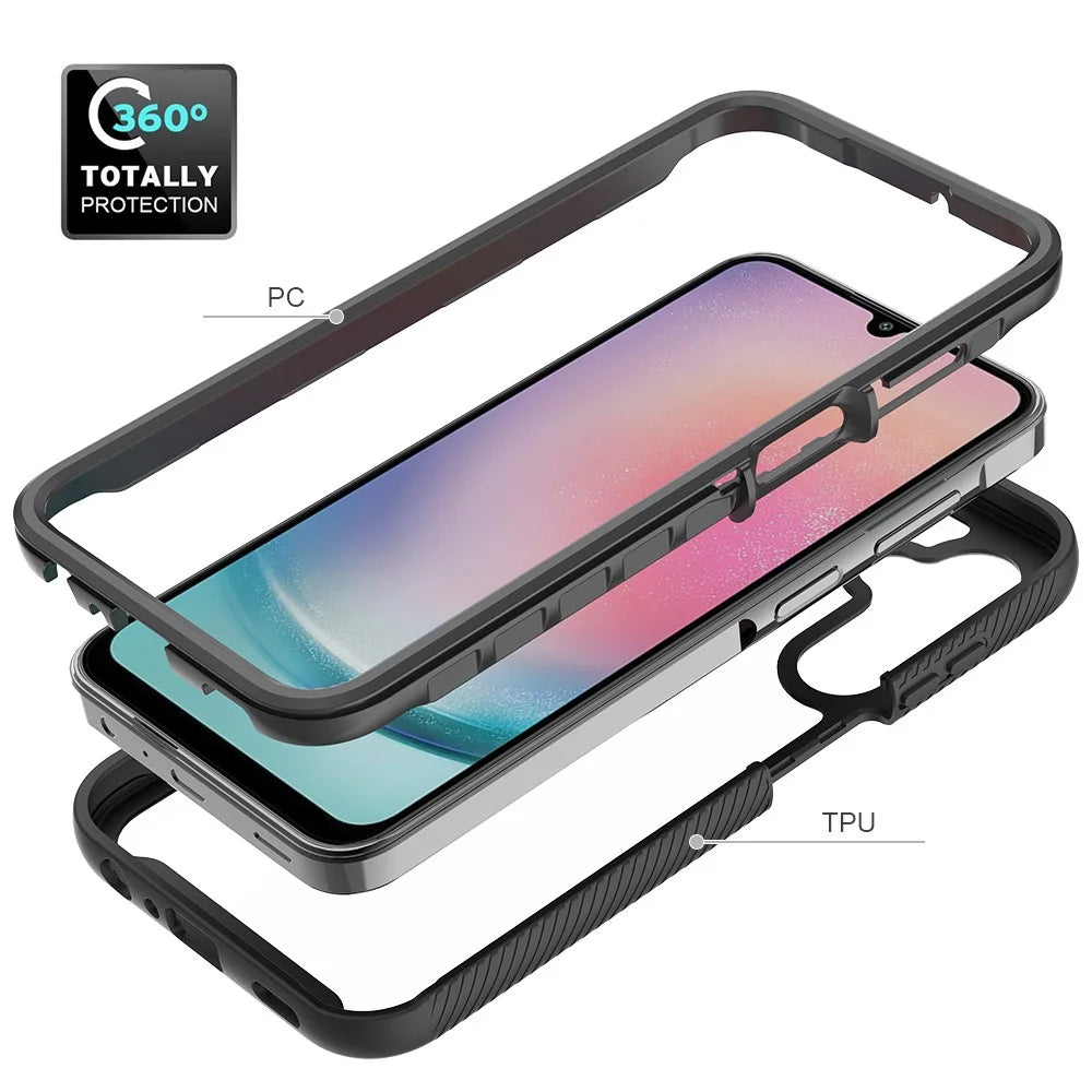For Samsung Galaxy A25 5G (Global) (161.0 x 76.5 x 8.3mm) Case Anti-Drop PC+TPU Phone Back Cover - Black - 4