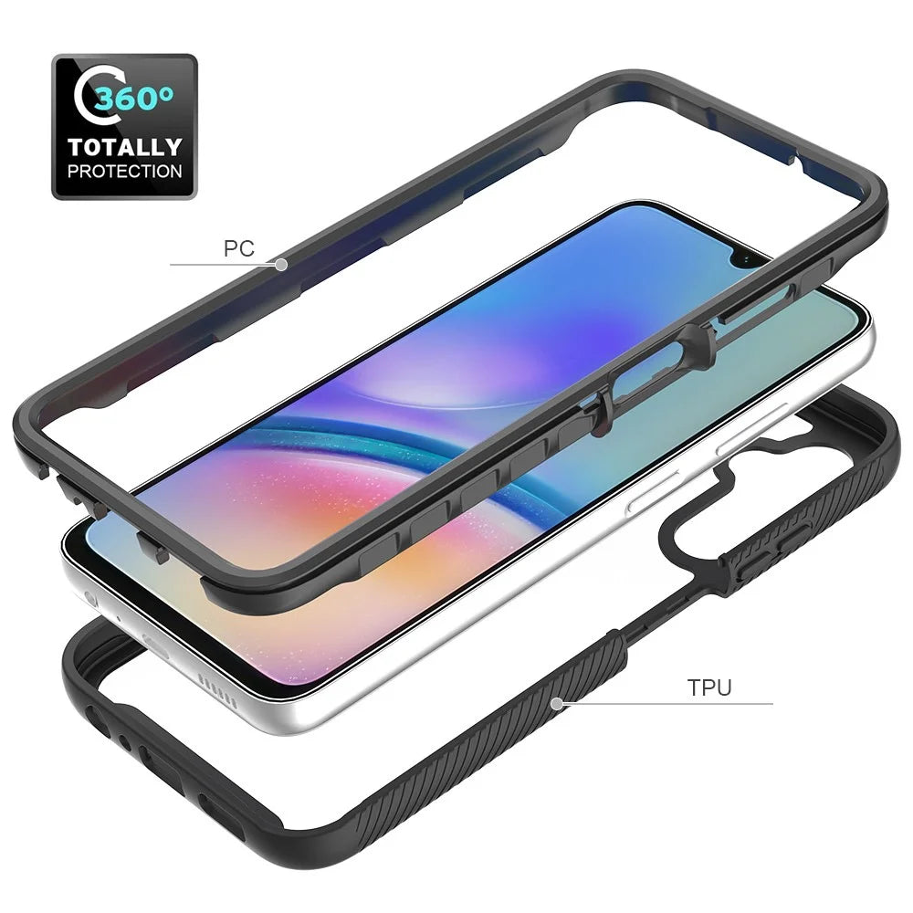 For Samsung Galaxy A05s 4G Case PC+TPU Shockproof Smart Phone Back Shell - Dark Blue - 4