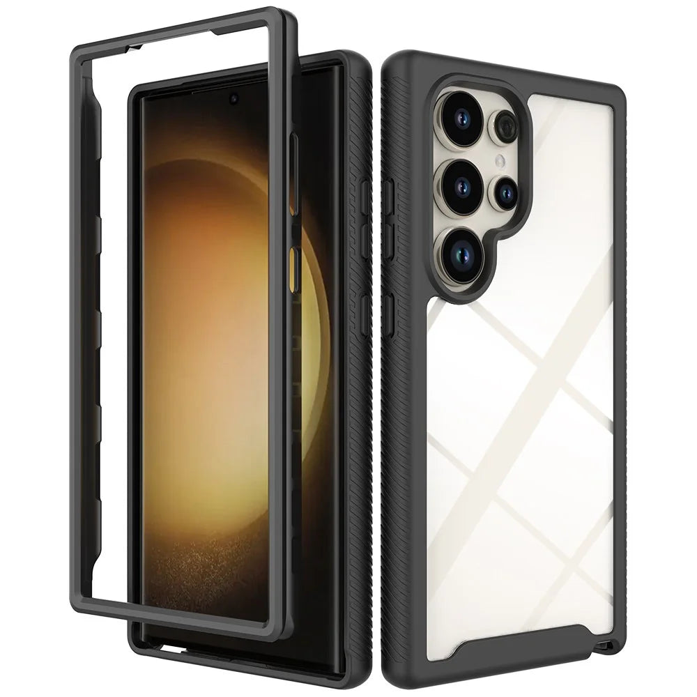 For Samsung Galaxy S24 Ultra Case Shock Absorbing PC+TPU Phone Guard Cover - Black - 1