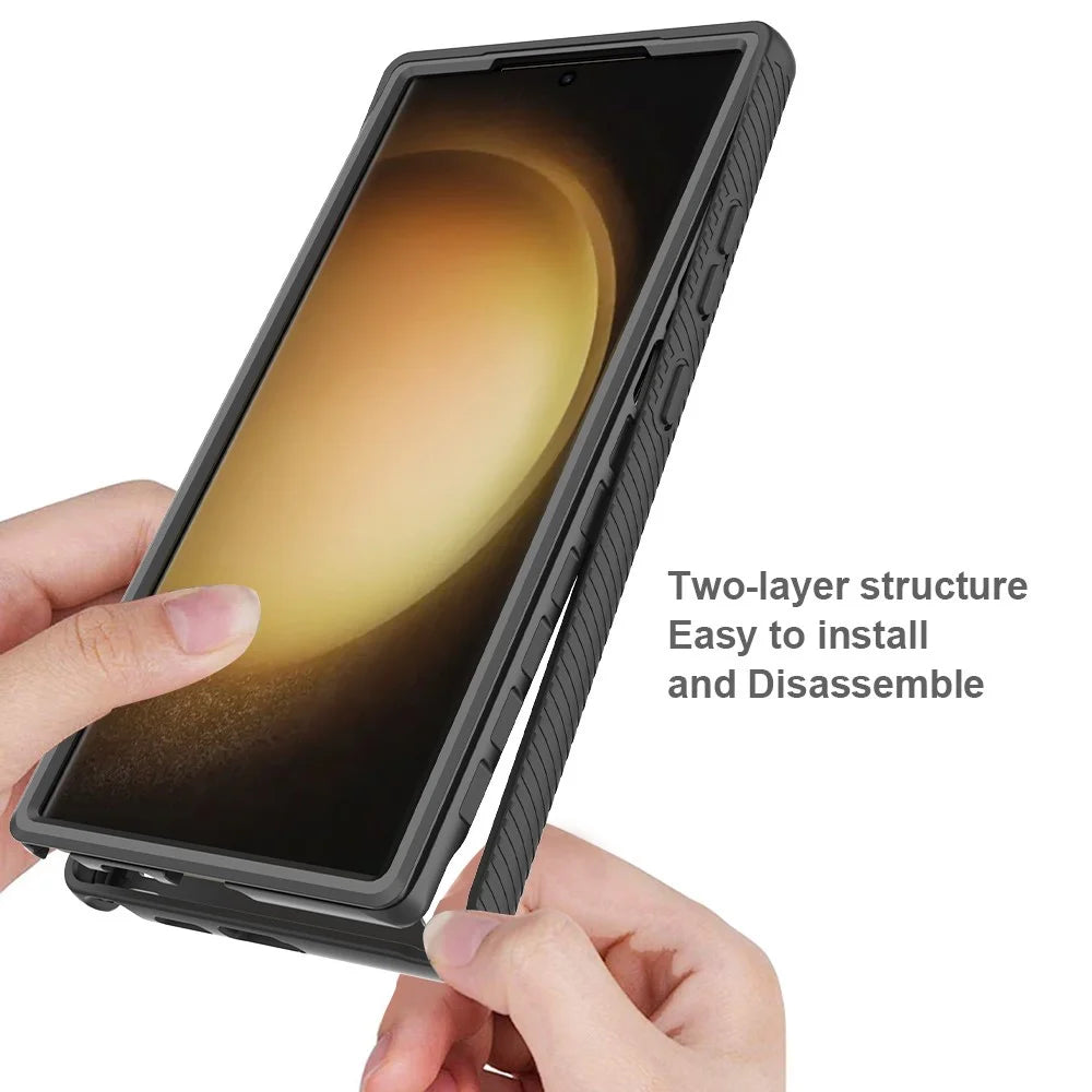 For Samsung Galaxy S24 Ultra Case Shock Absorbing PC+TPU Phone Guard Cover - Black - 2