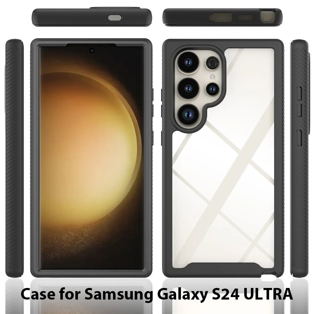 For Samsung Galaxy S24 Ultra Case Shock Absorbing PC+TPU Phone Guard Cover - Black - 6