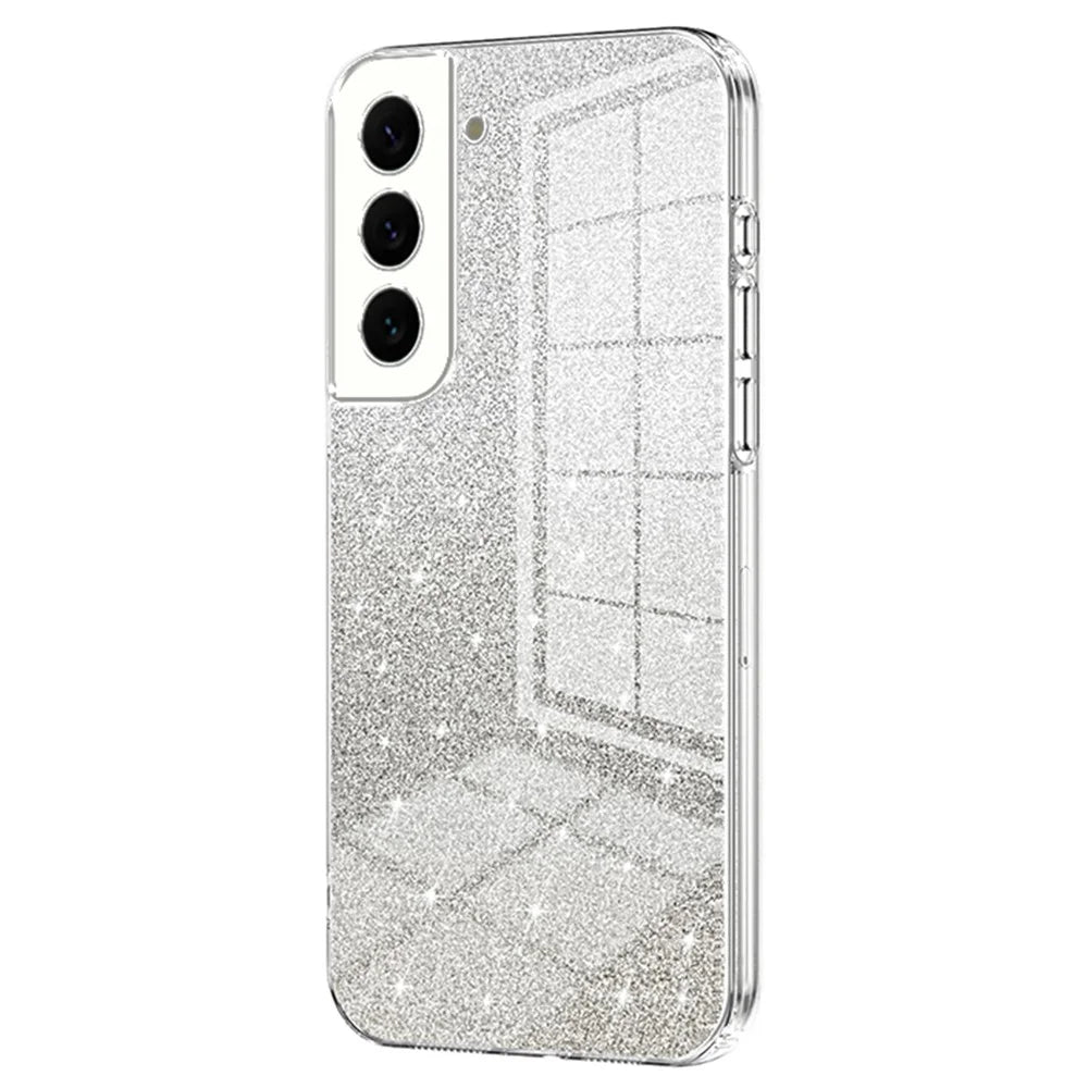 For Samsung Galaxy S22+ 5G Case Gradient Glitter Electroplated TPU Phone Cover - Transparent - 1