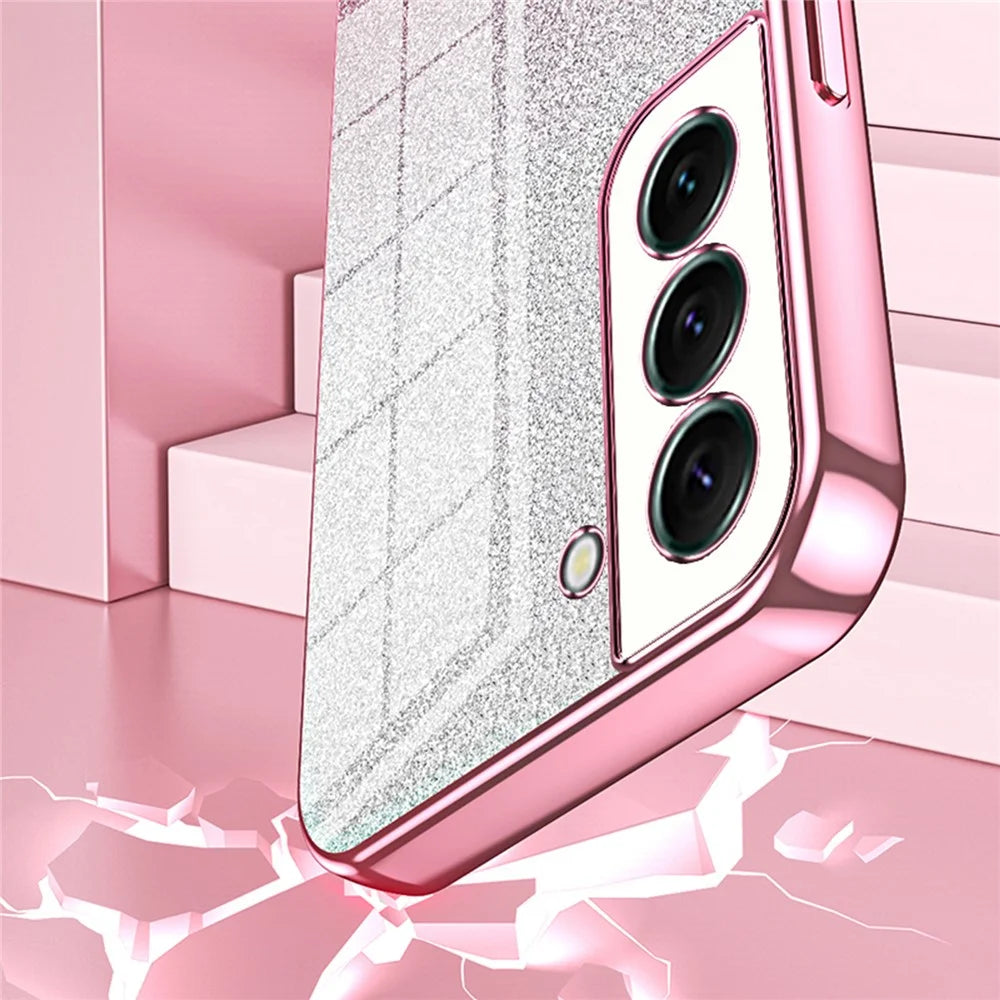 For Samsung Galaxy S22+ 5G Case Gradient Glitter Electroplated TPU Phone Cover - Transparent - 2