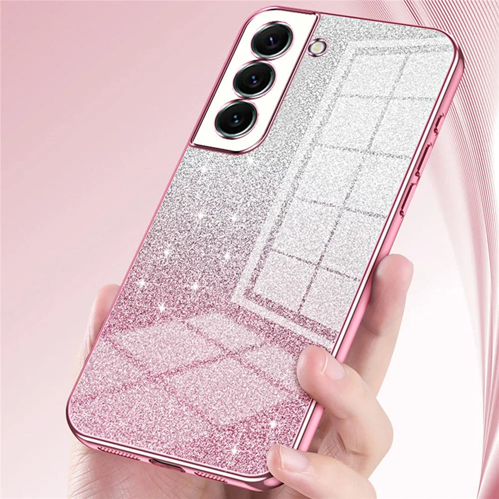 For Samsung Galaxy S22+ 5G Case Gradient Glitter Electroplated TPU Phone Cover - Transparent - 4