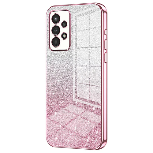 For Samsung Galaxy A13 4G TPU Case Gradient Glitter Electroplating Slim Phone Cover - Pink - 1